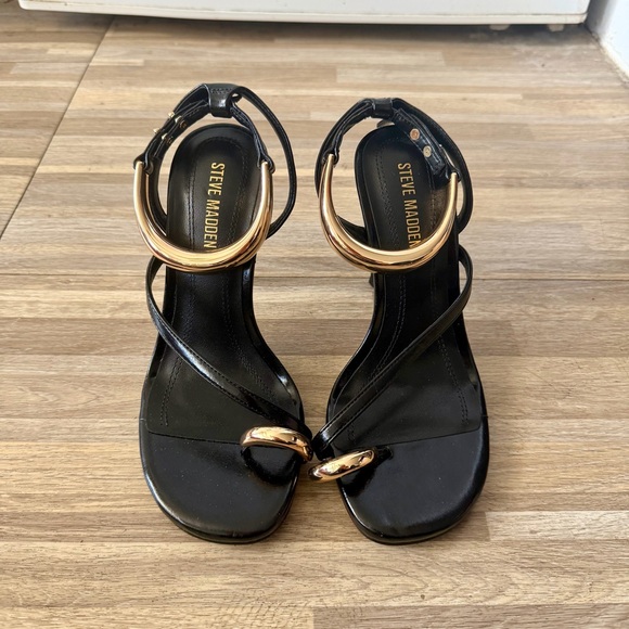 Steve Madden TIA black strappy open-toe stiletto heels, women’s size 6 - Picture 2 of 7